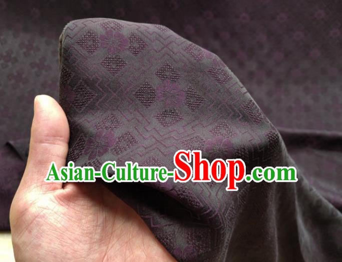 Traditional Chinese Classical Pattern Deep Purple Gambiered Guangdong Gauze Silk Fabric Ancient Hanfu Dress Silk Cloth