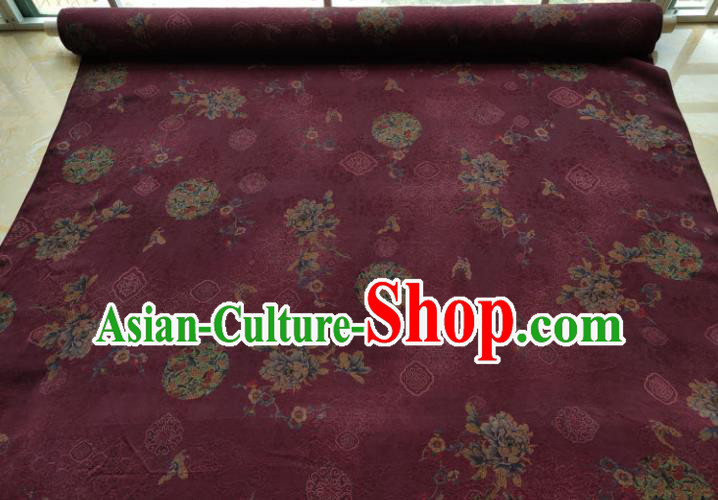 Traditional Chinese Classical Peony Pattern Purple Gambiered Guangdong Gauze Silk Fabric Ancient Hanfu Dress Silk Cloth Traditional Chinese Classical Peony Pattern Purple Gambiered Guangdong Gauze Silk Fabric Ancient Hanfu Dress Silk Cloth
