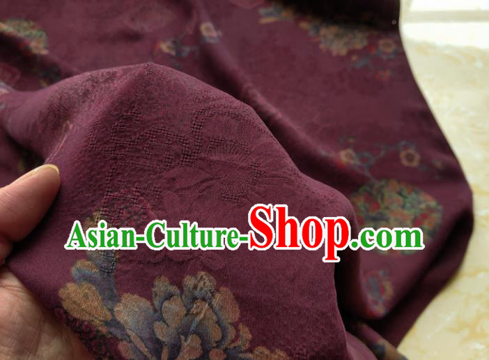 Traditional Chinese Classical Peony Pattern Purple Gambiered Guangdong Gauze Silk Fabric Ancient Hanfu Dress Silk Cloth Traditional Chinese Classical Peony Pattern Purple Gambiered Guangdong Gauze Silk Fabric Ancient Hanfu Dress Silk Cloth
