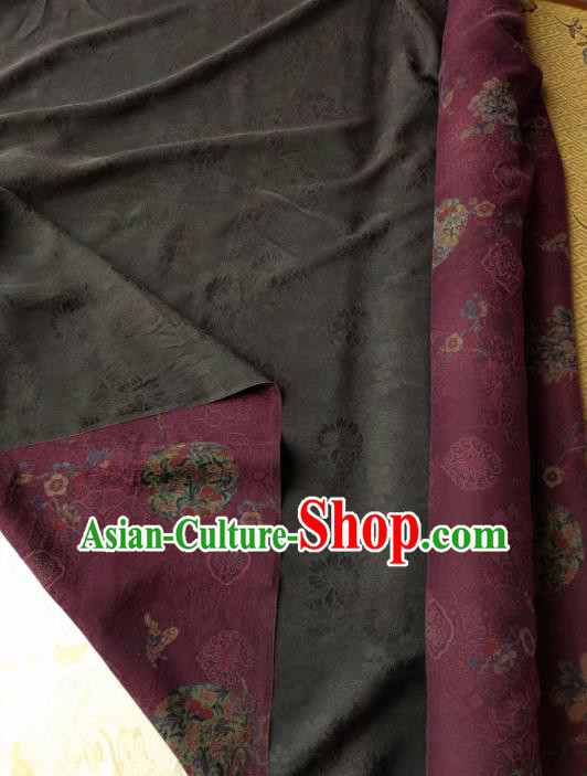 Traditional Chinese Classical Peony Pattern Purple Gambiered Guangdong Gauze Silk Fabric Ancient Hanfu Dress Silk Cloth Traditional Chinese Classical Peony Pattern Purple Gambiered Guangdong Gauze Silk Fabric Ancient Hanfu Dress Silk Cloth