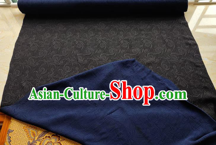 Traditional Chinese Classical Pattern Blue Gambiered Guangdong Gauze Silk Fabric Ancient Hanfu Dress Silk Cloth Traditional Chinese Classical Pattern Blue Gambiered Guangdong Gauze Silk Fabric Ancient Hanfu Dress Silk Cloth