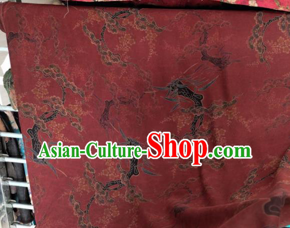 Traditional Chinese Classical Pine Plum Pattern Dark Red Gambiered Guangdong Gauze Silk Fabric Ancient Hanfu Dress Silk Cloth Traditional Chinese Classical Pine Plum Pattern Dark Red Gambiered Guangdong Gauze Silk Fabric Ancient Hanfu Dress Silk Cloth