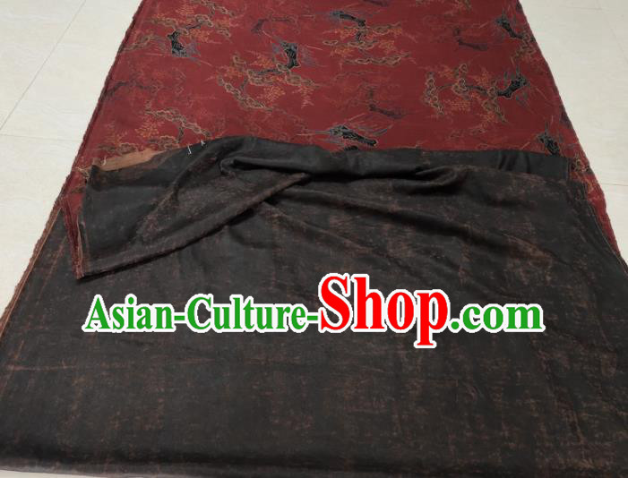 Traditional Chinese Classical Pine Plum Pattern Dark Red Gambiered Guangdong Gauze Silk Fabric Ancient Hanfu Dress Silk Cloth Traditional Chinese Classical Pine Plum Pattern Dark Red Gambiered Guangdong Gauze Silk Fabric Ancient Hanfu Dress Silk Cloth