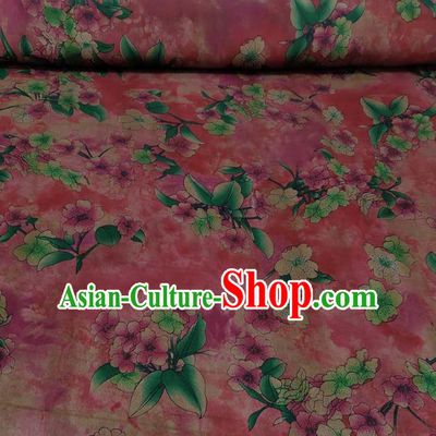 Traditional Chinese Classical Pear Flowers Pattern Light Red Gambiered Guangdong Gauze Silk Fabric Ancient Hanfu Dress Silk Cloth