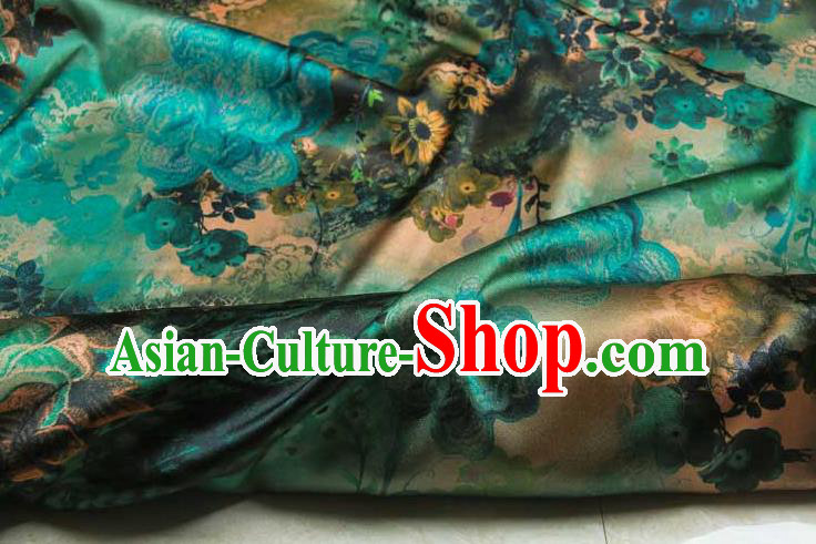 Traditional Chinese Classical Peony Pattern Green Gambiered Guangdong Gauze Silk Fabric Ancient Hanfu Dress Silk Cloth Traditional Chinese Classical Peony Pattern Green Gambiered Guangdong Gauze Silk Fabric Ancient Hanfu Dress Silk Cloth