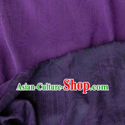 Traditional Chinese Classical Grass Pattern Purple Gambiered Guangdong Gauze Silk Fabric Ancient Hanfu Dress Silk Cloth