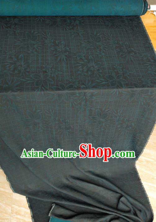 Traditional Chinese Classical Pattern Peacock Blue Gambiered Guangdong Gauze Silk Fabric Ancient Hanfu Dress Silk Cloth