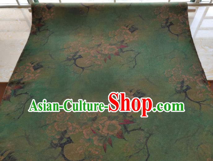 Traditional Chinese Classical Plum Pattern Deep Green Gambiered Guangdong Gauze Silk Fabric Ancient Hanfu Dress Silk Cloth Traditional Chinese Classical Plum Pattern Deep Green Gambiered Guangdong Gauze Silk Fabric Ancient Hanfu Dress Silk Cloth