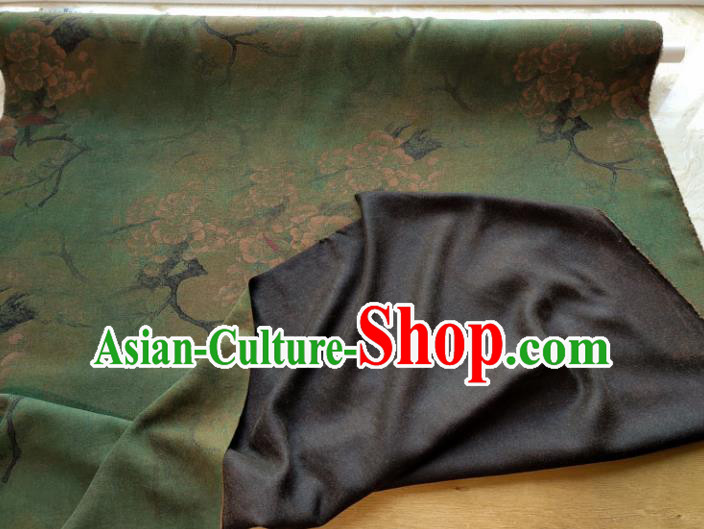 Traditional Chinese Classical Plum Pattern Deep Green Gambiered Guangdong Gauze Silk Fabric Ancient Hanfu Dress Silk Cloth Traditional Chinese Classical Plum Pattern Deep Green Gambiered Guangdong Gauze Silk Fabric Ancient Hanfu Dress Silk Cloth