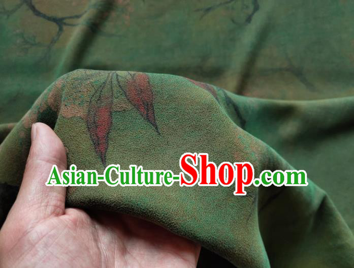 Traditional Chinese Classical Plum Pattern Deep Green Gambiered Guangdong Gauze Silk Fabric Ancient Hanfu Dress Silk Cloth Traditional Chinese Classical Plum Pattern Deep Green Gambiered Guangdong Gauze Silk Fabric Ancient Hanfu Dress Silk Cloth