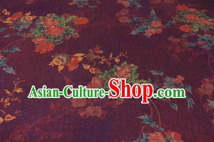 Traditional Chinese Classical Peony Pattern Purple Gambiered Guangdong Gauze Silk Fabric Ancient Hanfu Dress Silk Cloth Traditional Chinese Classical Peony Pattern Purple Gambiered Guangdong Gauze Silk Fabric Ancient Hanfu Dress Silk Cloth