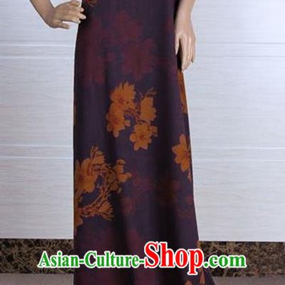 Traditional Chinese Classical Magnolia Pattern Deep Purple Gambiered Guangdong Gauze Silk Fabric Ancient Hanfu Dress Silk Cloth