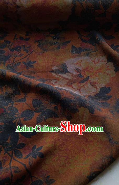 Traditional Chinese Classical Peony Pattern Khaki Gambiered Guangdong Gauze Silk Fabric Ancient Hanfu Dress Silk Cloth Traditional Chinese Classical Peony Pattern Khaki Gambiered Guangdong Gauze Silk Fabric Ancient Hanfu Dress Silk Cloth