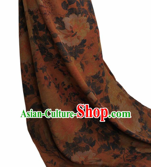 Traditional Chinese Classical Peony Pattern Khaki Gambiered Guangdong Gauze Silk Fabric Ancient Hanfu Dress Silk Cloth Traditional Chinese Classical Peony Pattern Khaki Gambiered Guangdong Gauze Silk Fabric Ancient Hanfu Dress Silk Cloth