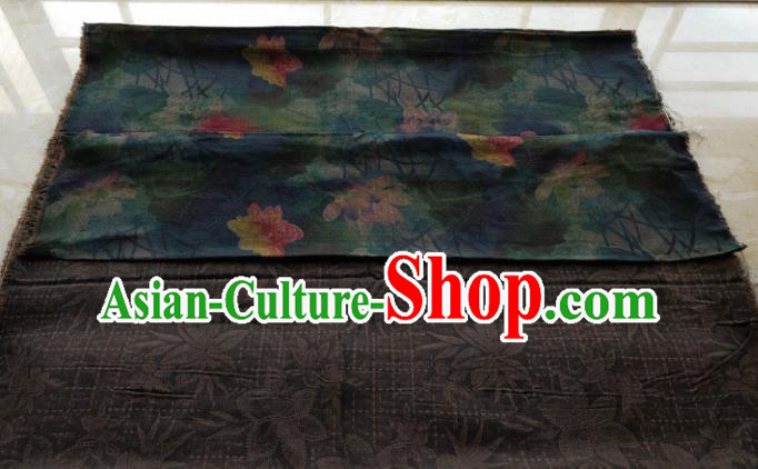 Traditional Chinese Classical Lotus Pattern Deep Blue Gambiered Guangdong Gauze Silk Fabric Ancient Hanfu Dress Silk Cloth Traditional Chinese Classical Lotus Pattern Deep Blue Gambiered Guangdong Gauze Silk Fabric Ancient Hanfu Dress Silk Cloth