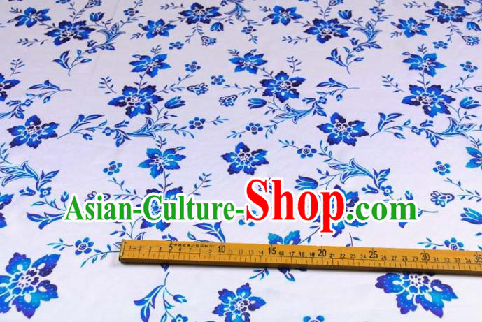 Traditional Chinese Classical Flowers Pattern White Gambiered Guangdong Gauze Silk Fabric Ancient Hanfu Dress Silk Cloth Traditional Chinese Classical Flowers Pattern White Gambiered Guangdong Gauze Silk Fabric Ancient Hanfu Dress Silk Cloth