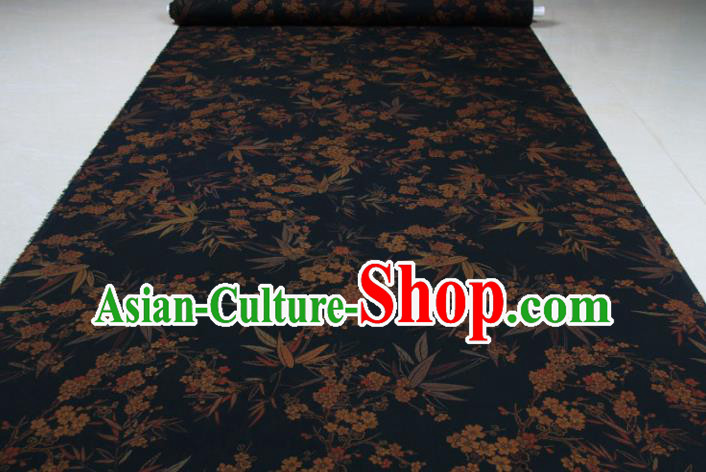 Traditional Chinese Classical Bamboo Plum Pattern Navy Gambiered Guangdong Gauze Silk Fabric Ancient Hanfu Dress Silk Cloth Traditional Chinese Classical Bamboo Plum Pattern Navy Gambiered Guangdong Gauze Silk Fabric Ancient Hanfu Dress Silk Cloth