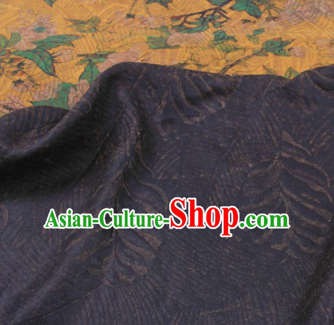 Traditional Chinese Classical Leaf Pattern Yellow Gambiered Guangdong Gauze Silk Fabric Ancient Hanfu Dress Silk Cloth Traditional Chinese Classical Leaf Pattern Yellow Gambiered Guangdong Gauze Silk Fabric Ancient Hanfu Dress Silk Cloth
