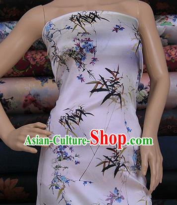 Traditional Chinese Classical Bamboo Plum Pattern White Gambiered Guangdong Gauze Silk Fabric Ancient Hanfu Dress Silk Cloth Traditional Chinese Classical Bamboo Plum Pattern White Gambiered Guangdong Gauze Silk Fabric Ancient Hanfu Dress Silk Cloth