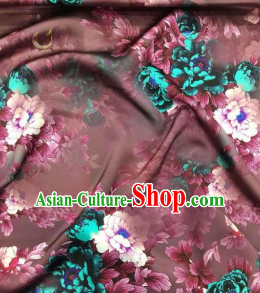 Traditional Chinese Classical Peony Pattern Brown Silk Fabric Ancient Hanfu Dress Brocade Cloth Traditional Chinese Classical Peony Pattern Brown Silk Fabric Ancient Hanfu Dress Brocade Cloth