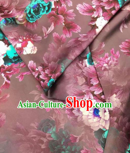 Traditional Chinese Classical Peony Pattern Brown Silk Fabric Ancient Hanfu Dress Brocade Cloth Traditional Chinese Classical Peony Pattern Brown Silk Fabric Ancient Hanfu Dress Brocade Cloth