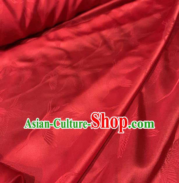 Chinese Classical Cranes Pattern Red Silk Fabric Traditional Ancient Hanfu Dress Brocade Cloth Chinese Classical Cranes Pattern Red Silk Fabric Traditional Ancient Hanfu Dress Brocade Cloth