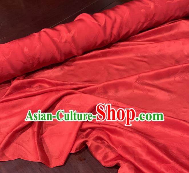 Chinese Classical Cranes Pattern Red Silk Fabric Traditional Ancient Hanfu Dress Brocade Cloth Chinese Classical Cranes Pattern Red Silk Fabric Traditional Ancient Hanfu Dress Brocade Cloth