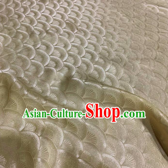 Chinese Classical Scales Pattern Beige Silk Fabric Traditional Ancient Hanfu Dress Brocade Cloth Chinese Classical Scales Pattern Beige Silk Fabric Traditional Ancient Hanfu Dress Brocade Cloth