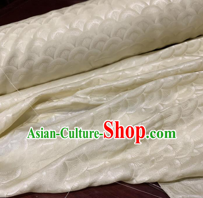 Chinese Classical Scales Pattern Beige Silk Fabric Traditional Ancient Hanfu Dress Brocade Cloth Chinese Classical Scales Pattern Beige Silk Fabric Traditional Ancient Hanfu Dress Brocade Cloth