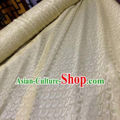 Chinese Classical Scales Pattern Beige Silk Fabric Traditional Ancient Hanfu Dress Brocade Cloth