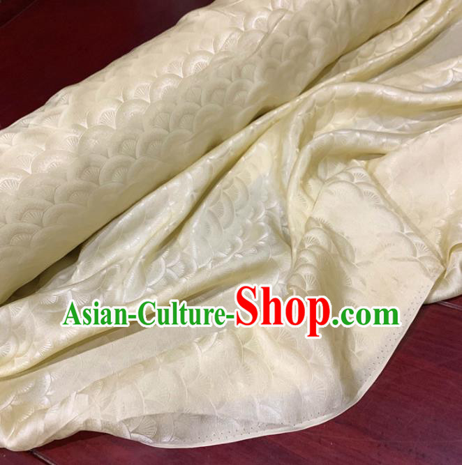 Chinese Classical Scales Pattern Beige Silk Fabric Traditional Ancient Hanfu Dress Brocade Cloth Chinese Classical Scales Pattern Beige Silk Fabric Traditional Ancient Hanfu Dress Brocade Cloth