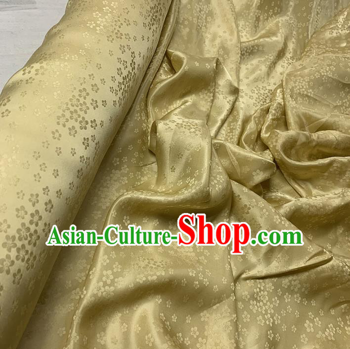 Chinese Classical Plum Pattern Light Golden Silk Fabric Traditional Ancient Hanfu Dress Brocade Cloth Chinese Classical Plum Pattern Light Golden Silk Fabric Traditional Ancient Hanfu Dress Brocade Cloth