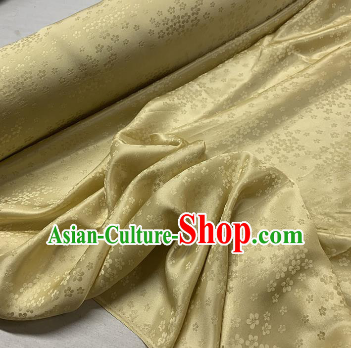 Chinese Classical Plum Pattern Light Golden Silk Fabric Traditional Ancient Hanfu Dress Brocade Cloth Chinese Classical Plum Pattern Light Golden Silk Fabric Traditional Ancient Hanfu Dress Brocade Cloth