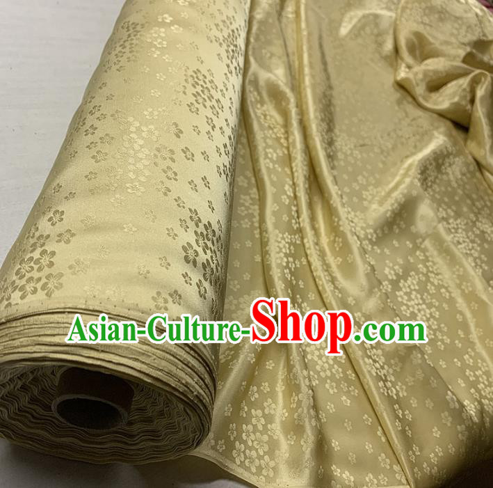 Chinese Classical Plum Pattern Light Golden Silk Fabric Traditional Ancient Hanfu Dress Brocade Cloth Chinese Classical Plum Pattern Light Golden Silk Fabric Traditional Ancient Hanfu Dress Brocade Cloth