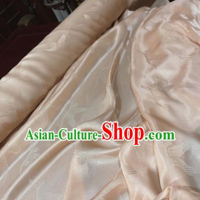 Chinese Classical Cranes Pattern Light Pink Silk Fabric Traditional Ancient Hanfu Dress Brocade Cloth