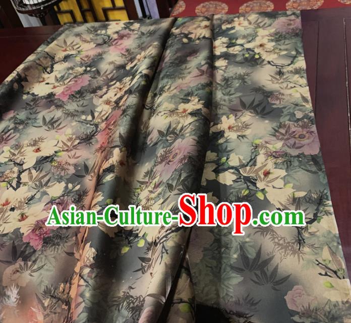 Chinese Classical Flowers Pattern Dark Green Silk Fabric Traditional Ancient Hanfu Dress Brocade Cloth Chinese Classical Flowers Pattern Dark Green Silk Fabric Traditional Ancient Hanfu Dress Brocade Cloth