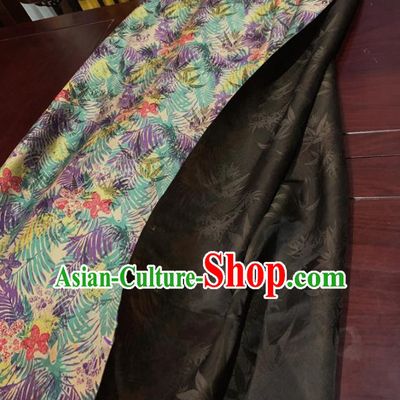 Chinese Classical Green Leaf Pattern Silk Fabric Traditional Ancient Hanfu Dress Brocade Cloth