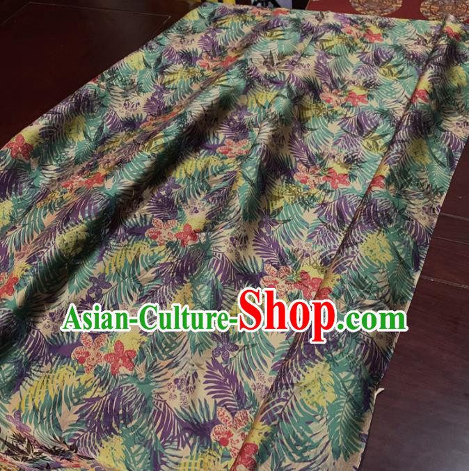 Chinese Classical Green Leaf Pattern Silk Fabric Traditional Ancient Hanfu Dress Brocade Cloth Chinese Classical Green Leaf Pattern Silk Fabric Traditional Ancient Hanfu Dress Brocade Cloth