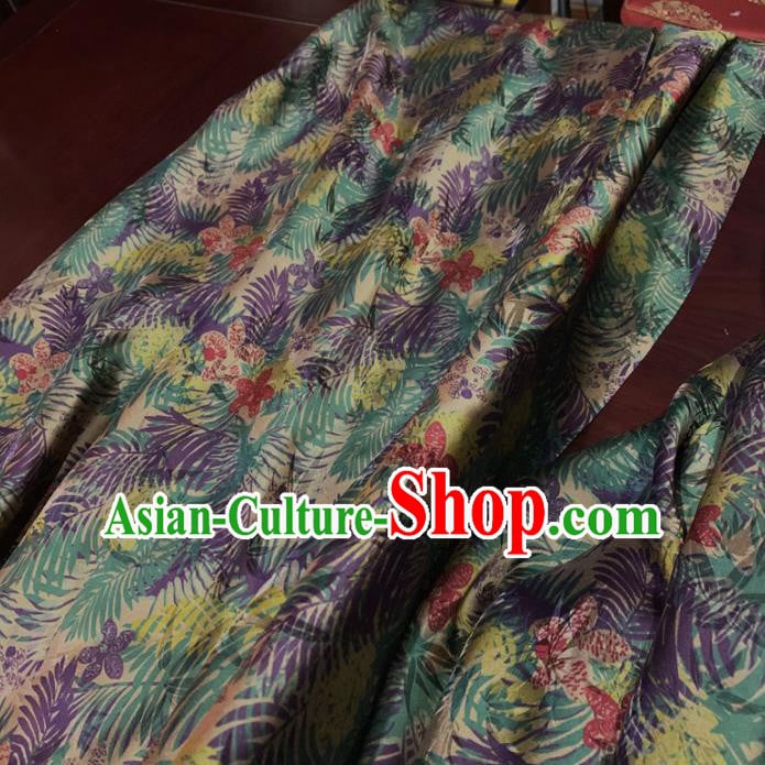 Chinese Classical Green Leaf Pattern Silk Fabric Traditional Ancient Hanfu Dress Brocade Cloth Chinese Classical Green Leaf Pattern Silk Fabric Traditional Ancient Hanfu Dress Brocade Cloth