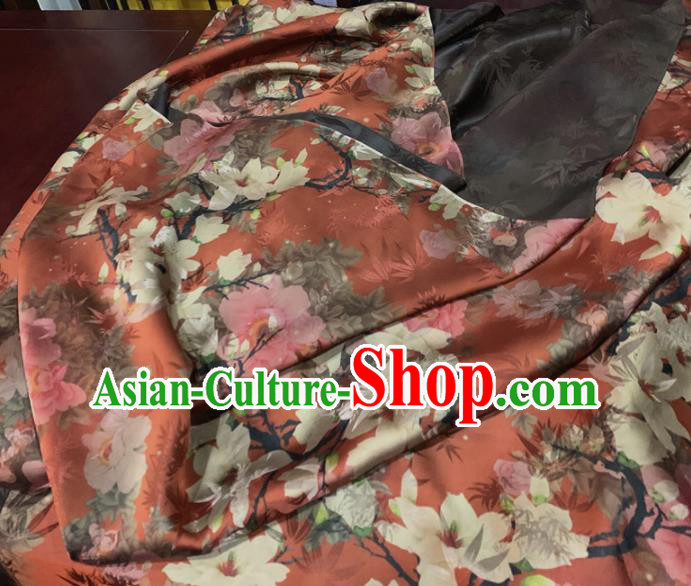 Chinese Classical Magnolia Pattern Red Silk Fabric Traditional Ancient Hanfu Dress Brocade Cloth Chinese Classical Magnolia Pattern Red Silk Fabric Traditional Ancient Hanfu Dress Brocade Cloth