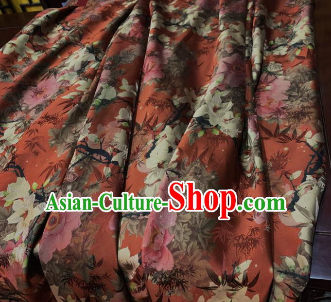 Chinese Classical Magnolia Pattern Red Silk Fabric Traditional Ancient Hanfu Dress Brocade Cloth Chinese Classical Magnolia Pattern Red Silk Fabric Traditional Ancient Hanfu Dress Brocade Cloth