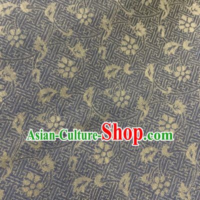 Chinese Classical Carex Pattern Grey Silk Fabric Traditional Ancient Hanfu Dress Brocade Cloth