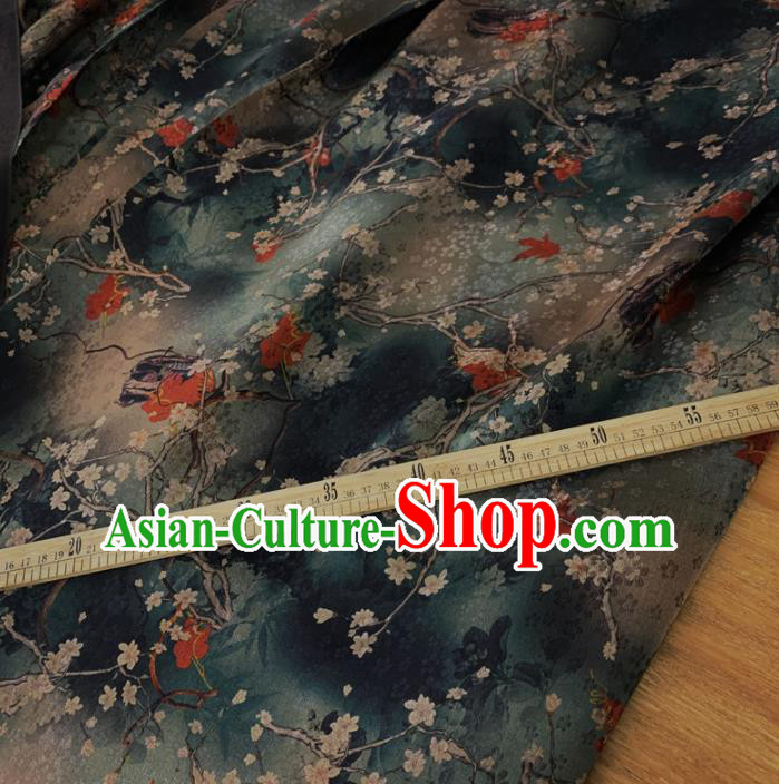 Chinese Classical Plum Pattern Dark Green Silk Fabric Traditional Ancient Hanfu Dress Brocade Cloth Chinese Classical Plum Pattern Dark Green Silk Fabric Traditional Ancient Hanfu Dress Brocade Cloth
