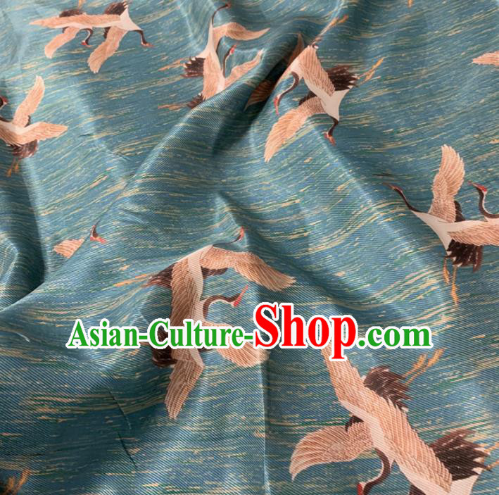Chinese Classical Cranes Pattern Blue Silk Fabric Traditional Ancient Hanfu Dress Brocade Cloth Chinese Classical Cranes Pattern Blue Silk Fabric Traditional Ancient Hanfu Dress Brocade Cloth
