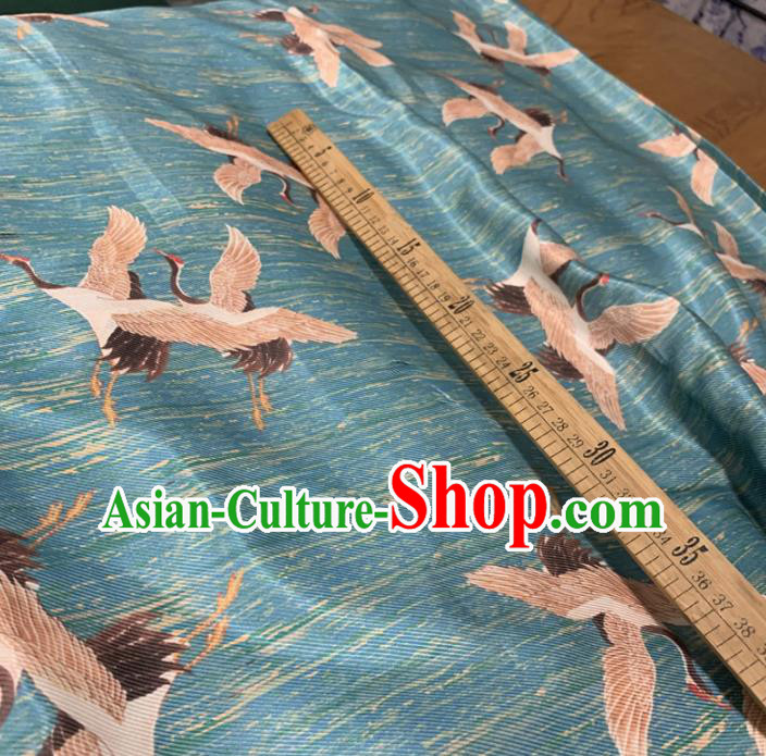 Chinese Classical Cranes Pattern Blue Silk Fabric Traditional Ancient Hanfu Dress Brocade Cloth Chinese Classical Cranes Pattern Blue Silk Fabric Traditional Ancient Hanfu Dress Brocade Cloth