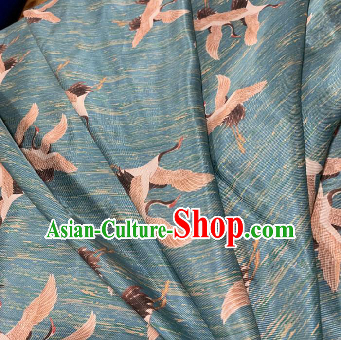 Chinese Classical Cranes Pattern Blue Silk Fabric Traditional Ancient Hanfu Dress Brocade Cloth Chinese Classical Cranes Pattern Blue Silk Fabric Traditional Ancient Hanfu Dress Brocade Cloth