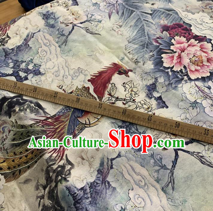 Chinese Classical Phoenix Peony Pattern Silk Fabric Traditional Ancient Hanfu Dress Brocade Cloth Chinese Classical Phoenix Peony Pattern Silk Fabric Traditional Ancient Hanfu Dress Brocade Cloth