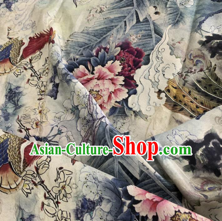 Chinese Classical Phoenix Peony Pattern Silk Fabric Traditional Ancient Hanfu Dress Brocade Cloth Chinese Classical Phoenix Peony Pattern Silk Fabric Traditional Ancient Hanfu Dress Brocade Cloth