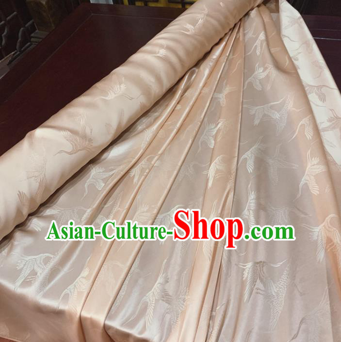 Chinese Classical Cranes Pattern Pink Silk Fabric Traditional Ancient Hanfu Dress Brocade Cloth Chinese Classical Cranes Pattern Pink Silk Fabric Traditional Ancient Hanfu Dress Brocade Cloth
