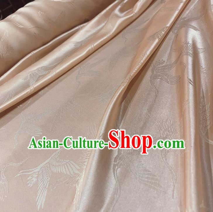 Chinese Classical Cranes Pattern Pink Silk Fabric Traditional Ancient Hanfu Dress Brocade Cloth Chinese Classical Cranes Pattern Pink Silk Fabric Traditional Ancient Hanfu Dress Brocade Cloth